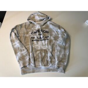 Dari Cape Cod Massachusetts Tie Dye Hoodie Kids Large Gray Tan Anchor Graphic